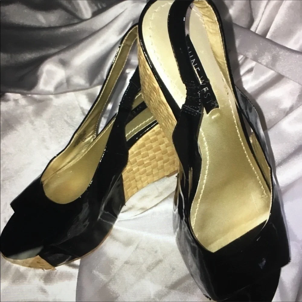 Nine west open toe slingback wedges